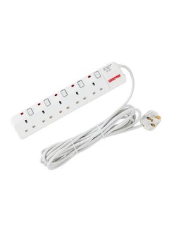 5 Way - 5 Meter Cable Power Extension Socket  Portable Multi Socket | Multi Plug Power Cable | High Quality, Heavy Duty Power Switch