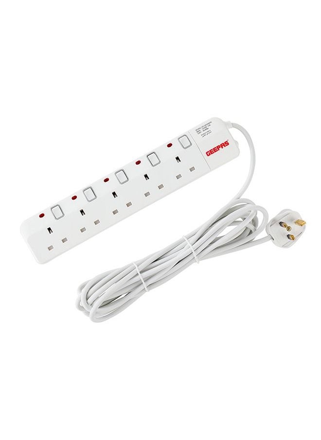 GEEPAS - 5 Way - 5 Meter Cable Power Extension Socket  Portable Multi Socket | Multi Plug Power Cable | High Quality, Heavy Duty Power Switch - Image 1