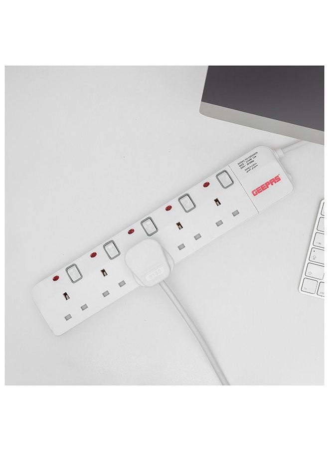 GEEPAS - 5 Way - 5 Meter Cable Power Extension Socket  Portable Multi Socket | Multi Plug Power Cable | High Quality, Heavy Duty Power Switch - Image 1