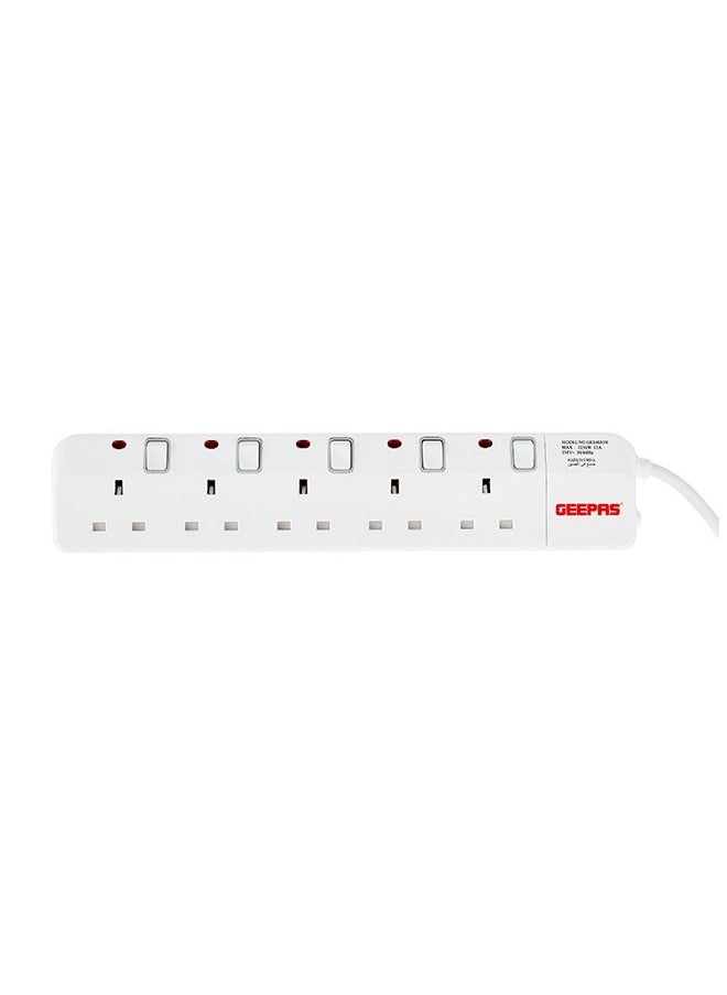 GEEPAS - 5 Way - 5 Meter Cable Power Extension Socket  Portable Multi Socket | Multi Plug Power Cable | High Quality, Heavy Duty Power Switch - Image 1