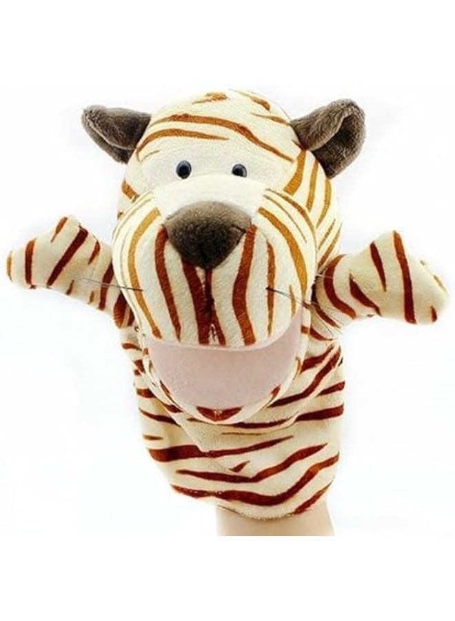 Soft Plush Jungle Animal Hand Puppet with Movable Mouth and Arms for Storytelling, Role Playing and Preschool Teaching, Educational and Fun Puppet for Friends, Educational and Fun Birthday Gift (Tiger) - Image 1