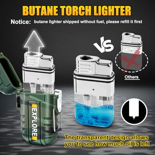 LcFun 2 Pack Waterproof Lighters, Outdoor Windproof Torch Lighters Butane Refillable, Electric Dual Arc Plasma Lighter USB Rechargeable Matches, Christmas Stocking Stuffers Survival Gifts - Image 4