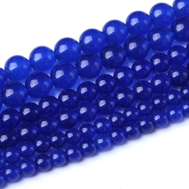 60PCS 6MM Natural Blue Chalcedony Stone Beads Energy Healing Beads for DIY Jewelry Bracelet Necklace Making for Jewelry Making15Inch