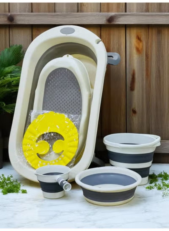 Integrated Foldable Baby Bath Set 6*1 - Tub, Support, and Multi-Accessories for Maximum Convenience - Image 1