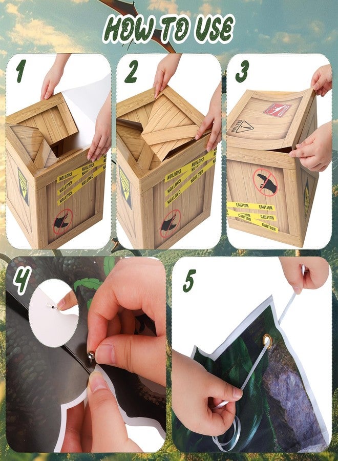 Aodaer 13 Pcs Dinosaur Party Decorations Set, Dinosaur Party Supplies, 12 x 12 x 12 Inch Dino Theme Boxes Table Centerpieces & Banner Cardstock for Dino Photo Booth Birthday Baby Shower Decorations - Image 5