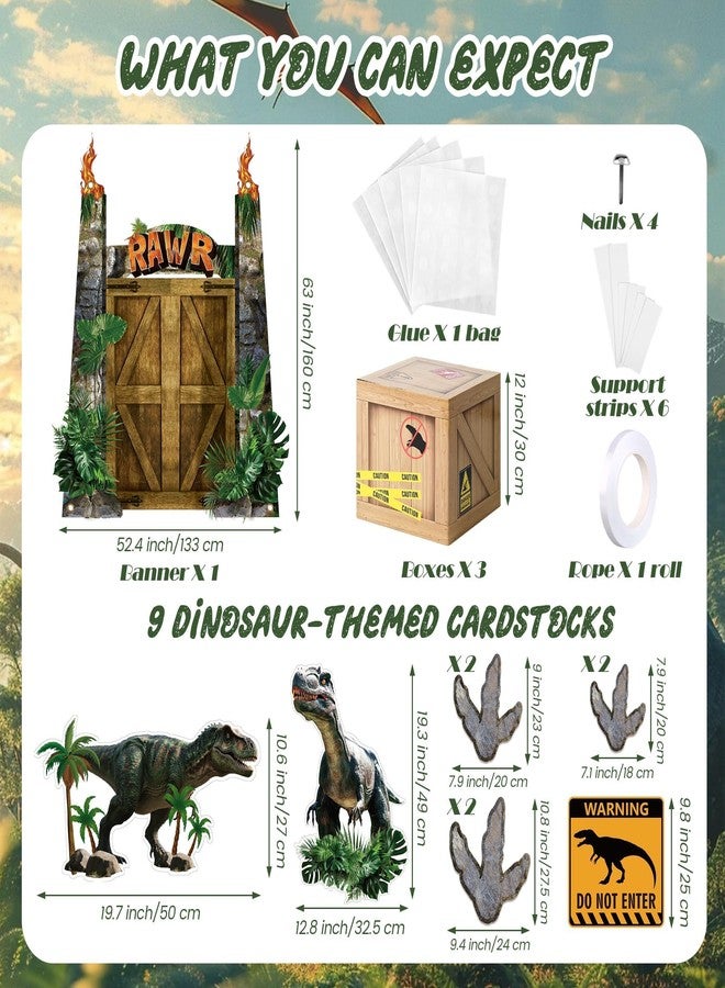 Aodaer 13 Pcs Dinosaur Party Decorations Set, Dinosaur Party Supplies, 12 x 12 x 12 Inch Dino Theme Boxes Table Centerpieces & Banner Cardstock for Dino Photo Booth Birthday Baby Shower Decorations - Image 2