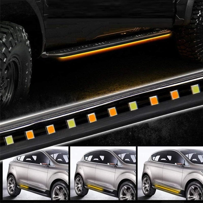 OPL5 2PCs Truck LED Running Board Lights Sequential Amber Side Marker Light 70 Inch Emergency Extended Crew Cab 216 LEDs Waterproof Flexible Turn Signal Light Bar for Pickup Trucks Car (70in) - Image 2