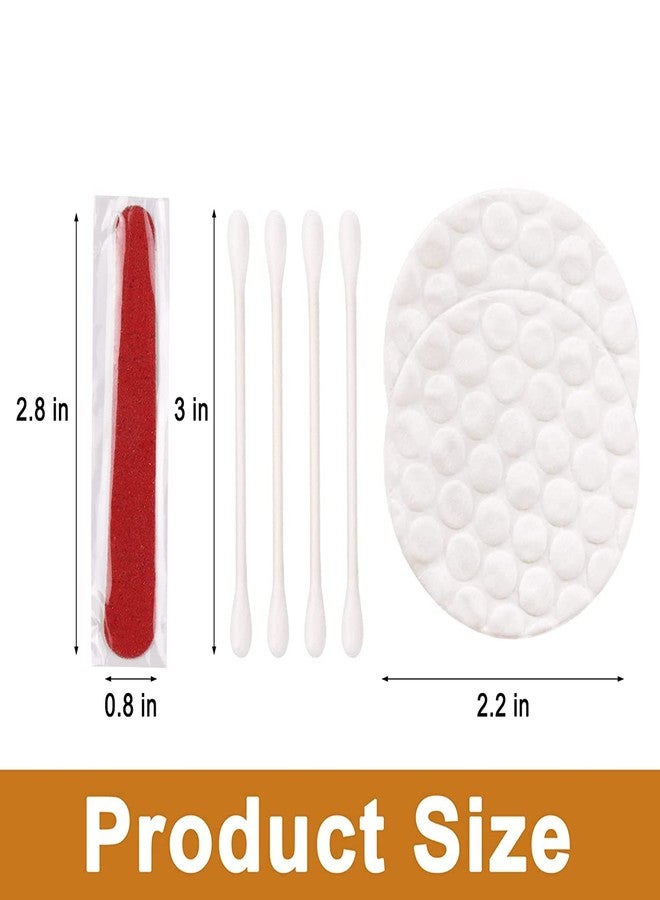 HQSLsund 100 عبوة مجموعة أدوات التجميل للفنادق مغلفة بشكل فردي، مجموعة مستلزمات الفنادق بالجملة، مجموعة ضيافة الفنادق، منتجات النظافة تشمل وسادات قطنية تجميلية، أعواد قطنية، مبرد أظافر (عصي ورقية) - Image 3