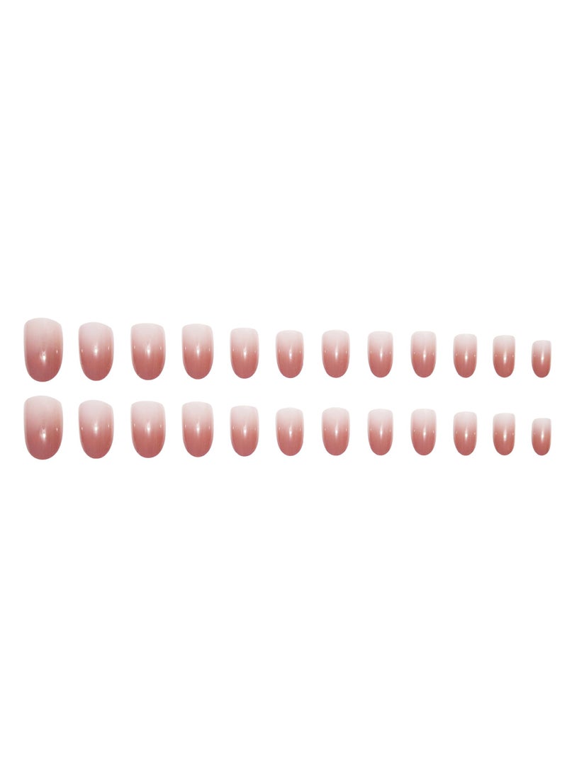 Generic 24-Piece Nude Color Gradient Wearable Nails, Short Style, Versatile, Removable, No Damage to Nails, Finished Nails Suitable for Girls  - Image 3