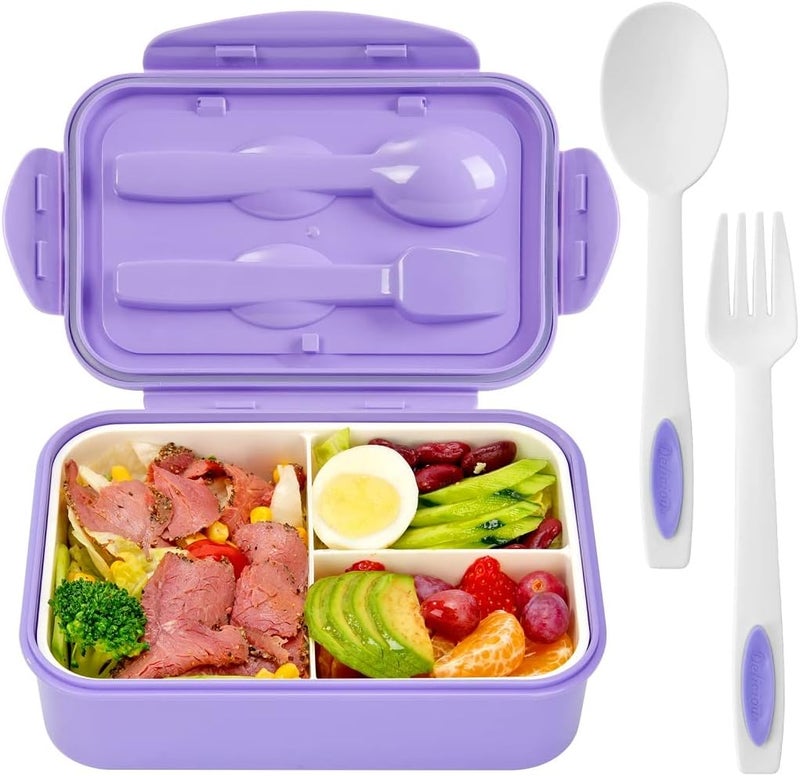 Lovina Bento Boxes for Adults - 1100 ML Bento Lunch Box Container For Kids With Spoon & Fork - Durable Perfect Size for On-the-Go Meal, BPA-Free and Food-Safe Materials(Purple) - Image 1