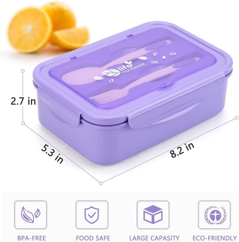Lovina Bento Boxes for Adults - 1100 ML Bento Lunch Box Container For Kids With Spoon & Fork - Durable Perfect Size for On-the-Go Meal, BPA-Free and Food-Safe Materials(Purple) - Image 3