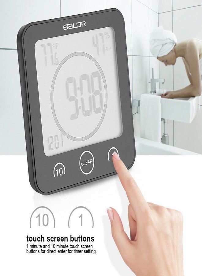 Baldr Digital Bathroom Clocks - 2 Pack Water-Resistant Shower Clock with Timer - Large LCD Display Digital Clock for Shower with Timer, Temperature and Humidity, Wall Clock for Bathroom, Black - Image 4