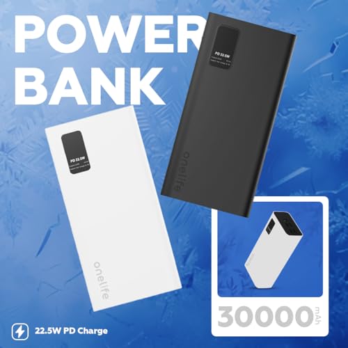 One Life 30000mAh Fast Charging Power Bank | 22.5W QC & 20W PD | Dual Input (Type-C & Micro USB) | 3 Outputs | Power Bank for iPhone, Android, Mobile | Portable & Made in India (White) - Image 5