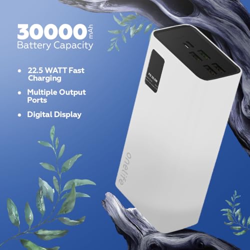 One Life 30000mAh Fast Charging Power Bank | 22.5W QC & 20W PD | Dual Input (Type-C & Micro USB) | 3 Outputs | Power Bank for iPhone, Android, Mobile | Portable & Made in India (White) - Image 4