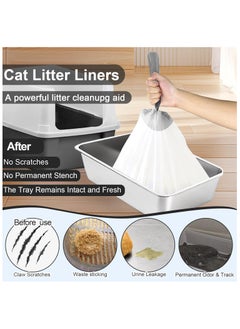 Gogoya 6 Roll Self-cleaning Cat Litter Box Waste Bags,Extra-Thick Cat Waste Bags for Self-Cleaning Cat Litter Box, Drawstring Cat Litter Liner Box Self Cleaning Trash Bags,20" x 18"  - Image 4