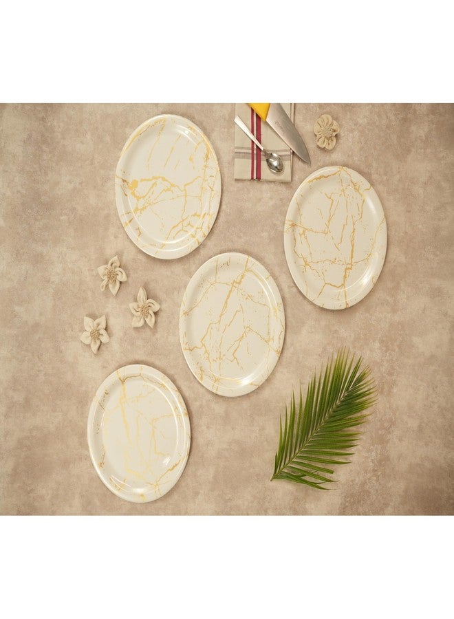 Ariya 11 Inches Melamine Dinner Plate Set | Set of 4 | Golden Grace | Microwave & Dishwasher Safe Dinnerware | Full Serving Plate Set for Snacks, Breakfast, Lunch, Dinner | for All Occasions - Image 2