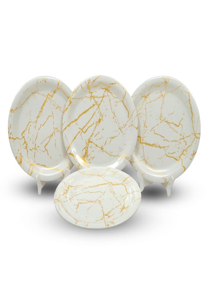 Ariya 11 Inches Melamine Dinner Plate Set | Set of 4 | Golden Grace | Microwave & Dishwasher Safe Dinnerware | Full Serving Plate Set for Snacks, Breakfast, Lunch, Dinner | for All Occasions - Image 1