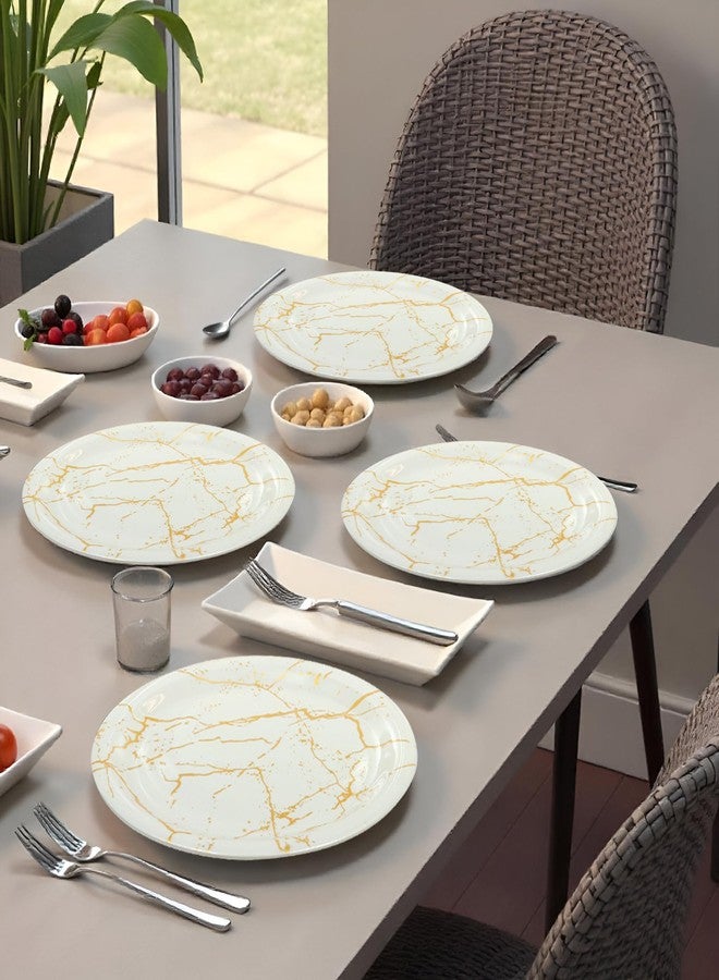 Ariya 11 Inches Melamine Dinner Plate Set | Set of 4 | Golden Grace | Microwave & Dishwasher Safe Dinnerware | Full Serving Plate Set for Snacks, Breakfast, Lunch, Dinner | for All Occasions - Image 5