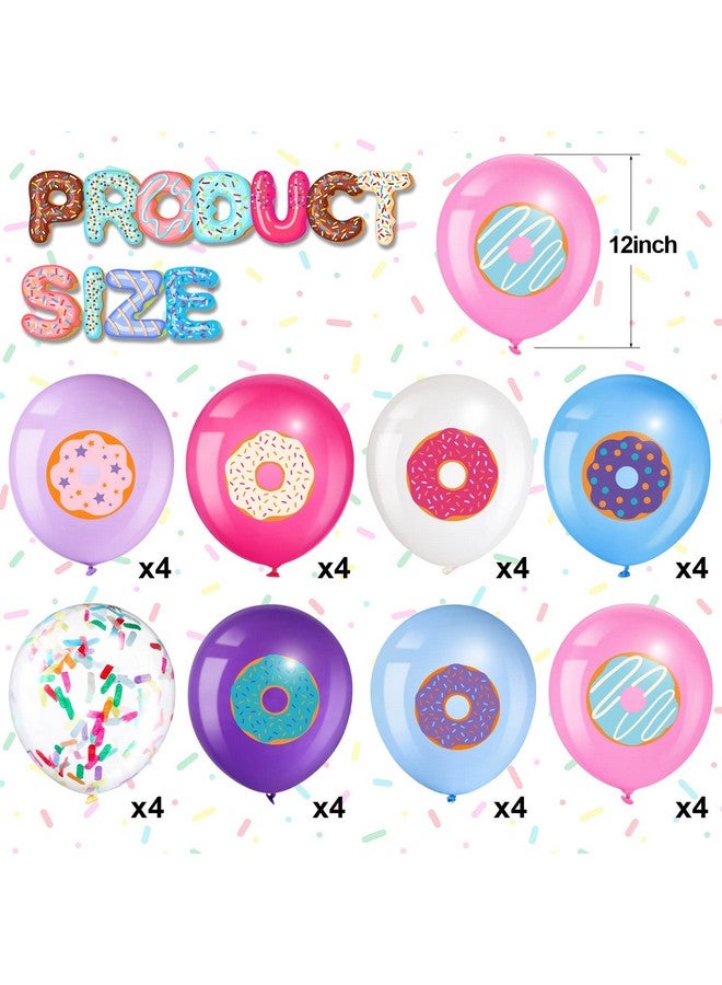 Threan 36 Pieces Donut Theme Balloons, 12 Inch, Latex, 8 Styles, Sufficient for Birthday Party Decorations - Image 2