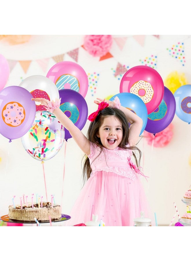 Threan 36 Pieces Donut Theme Balloons, 12 Inch, Latex, 8 Styles, Sufficient for Birthday Party Decorations - Image 4