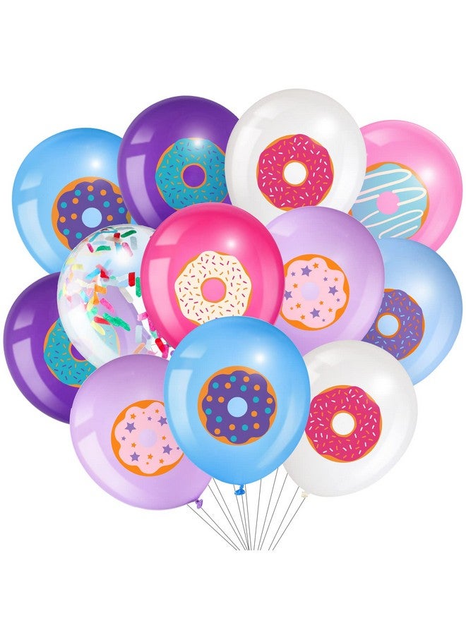 Threan 36 Pieces Donut Theme Balloons, 12 Inch, Latex, 8 Styles, Sufficient for Birthday Party Decorations - Image 1