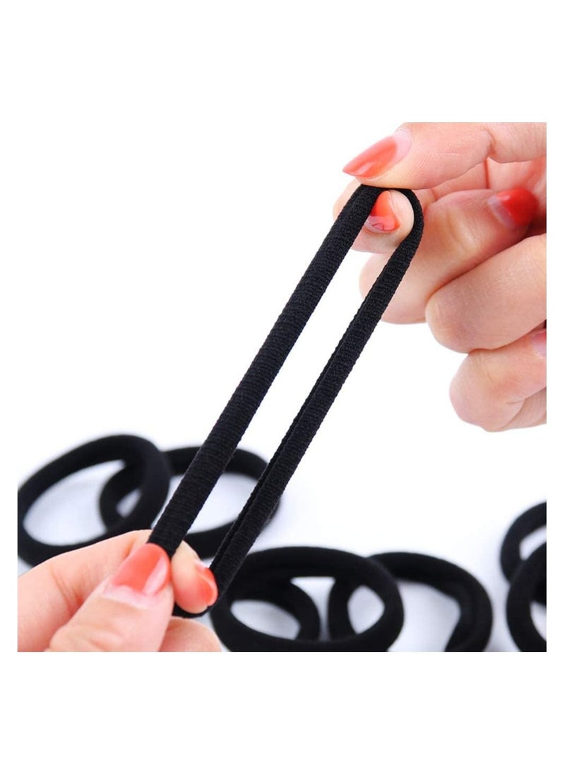 ORiTi Black Hair Ties No Crease,100pcs Elastic Seamless Rubber Hair Bands Not Damage for Toddlers Girls Kids Thick Hair Ponytail Holders Headband Scrunchies Hair Accessories  - Image 3