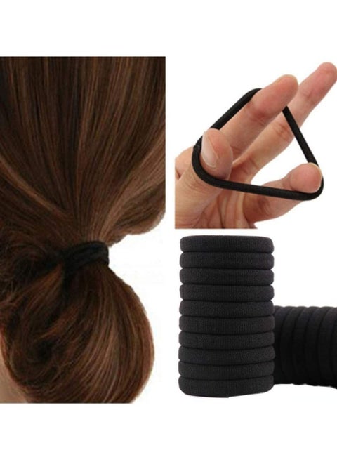Black Hair Ties No Crease,100pcs Elastic Seamless Rubber Hair Bands Not Damage for Toddlers Girls Kids Thick Hair Ponytail Holders Headband Scrunchies Hair Accessories