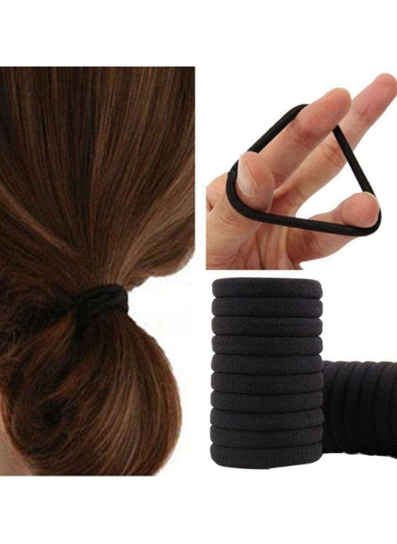 ORiTi Black Hair Ties No Crease,100pcs Elastic Seamless Rubber Hair Bands Not Damage for Toddlers Girls Kids Thick Hair Ponytail Holders Headband Scrunchies Hair Accessories  - Image 1