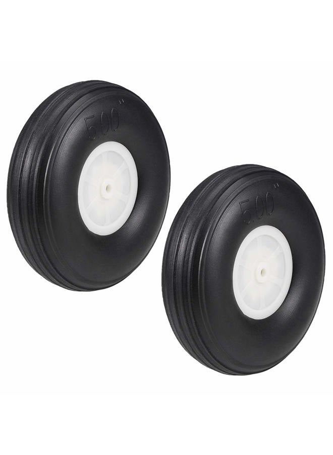 uxcell Tire and Wheel Sets for RC Car Airplane,PU Sponge Tire with Plastic Hub,5" 2pcs - Image 1
