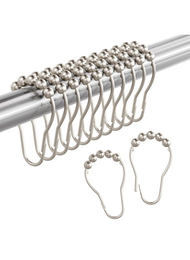 Amazer Shower Curtain Hooks Rings, Rust-Resistant Metal Glide Shower Hooks for Bathroom Shower Rods Curtains-Set of 12-Matte Nickel - Image 1