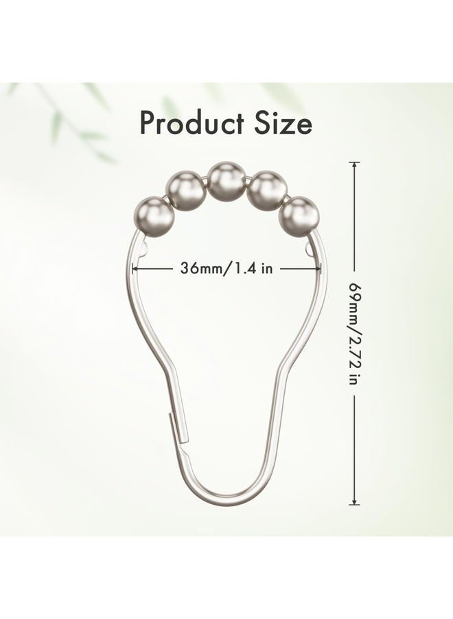 Amazer Shower Curtain Hooks Rings, Rust-Resistant Metal Glide Shower Hooks for Bathroom Shower Rods Curtains-Set of 12-Matte Nickel - Image 2