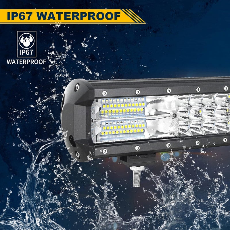 RIGIDON ريجيدون 38 سم 216 واط شريط مصباح عمل LED، 12 فولت 24 فولت شريط منحدر 4x4 LED، مقاوم للماء IP67 للطرق الوعرة، سيارات، شاحنات، جرارات، ضوء ضباب 6000 كلفن موسمي ودائم - Image 5