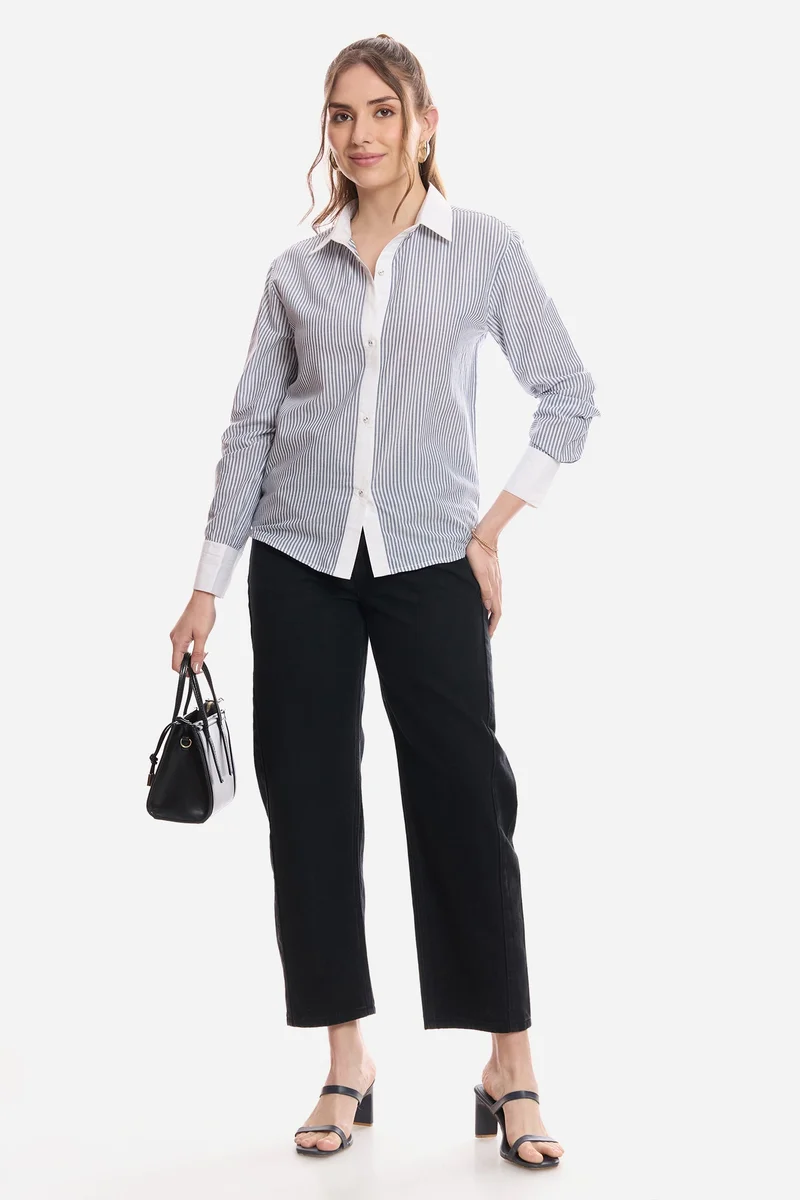 فيرجيو Stripes Cotton Striped Regular Fit Shirt for Women