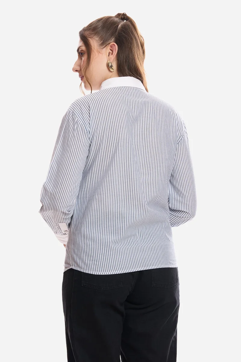 Virgio  Stripes Cotton Striped Regular Fit Shirt for Women for Women | Best Price UAE