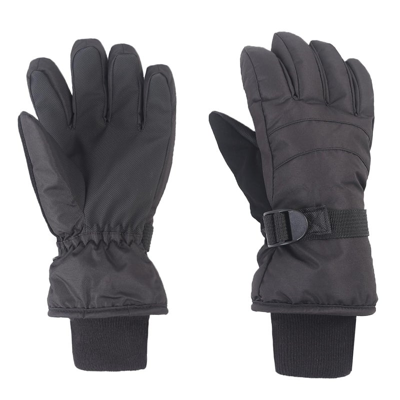 XTACER Boy's Girl's Kid's Ski Snow Gloves Snowboard Winter Warm Cold Weather Gloves for Boys Girls Children (Black,4-6 Years) - Image 1