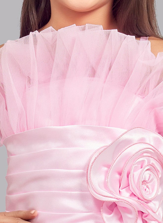 PinkChick فستان ميدي تول مزخرف باللون الوردي للفتيات - Image 2
