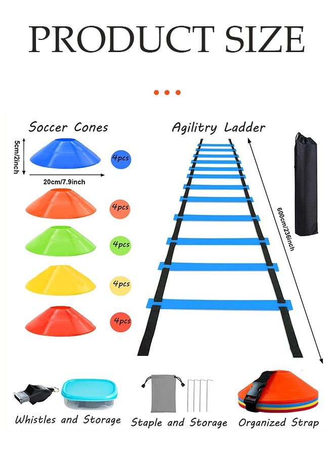 DUNISO Speed & Agility Training Set, Resistae Parachute &  Agility Speed Ladder, Steel Stakes, Disc Cones or Football Soccer Training Aid - Image 3