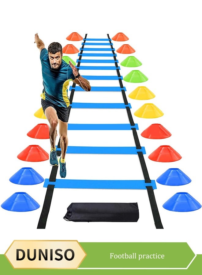 DUNISO Speed & Agility Training Set, Resistae Parachute &  Agility Speed Ladder, Steel Stakes, Disc Cones or Football Soccer Training Aid - Image 1
