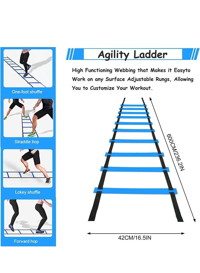 DUNISO Speed & Agility Training Set, Resistae Parachute &  Agility Speed Ladder, Steel Stakes, Disc Cones or Football Soccer Training Aid - Image 4