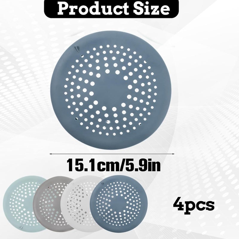 4 Pcs Round Hair Drain Filters With Suction Cup Shower Catchers - Image 2