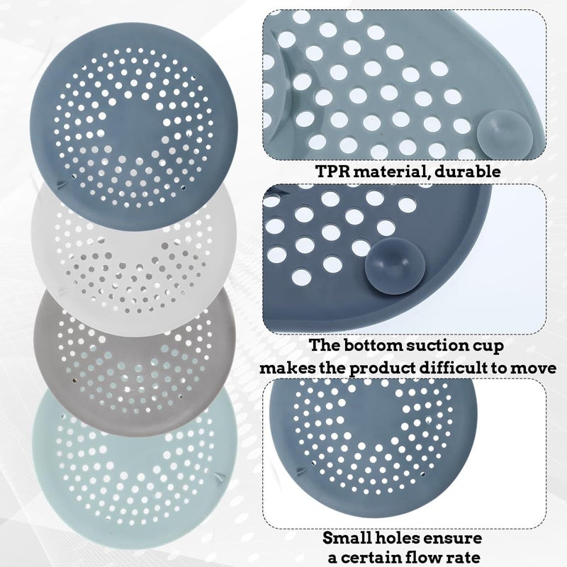 4 Pcs Round Hair Drain Filters With Suction Cup Shower Catchers - Image 4