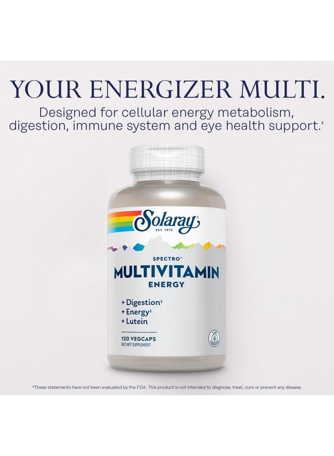SOLARAY Spectro Energy Multivitamin for Women and Men - Cellular Energy, Digestion, Eye Health and Immune Support - w/Vitamin A, Vitamin B Complex, CoQ10, Iron, Enzymes, Lutein - 30 Serv, 120 VegCaps - Image 3