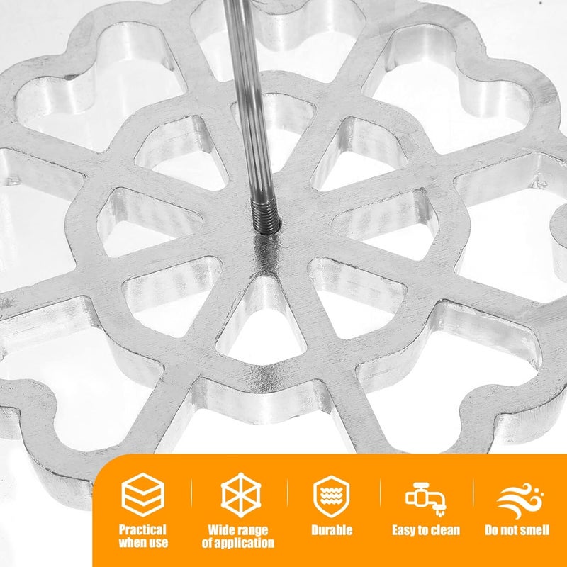 Lurrose Oil pier noodle skimmer swedish pastry maker waffle rosettes molds bunuelos molds with handle scandinavian iron food strainer spoon frying skimmer strainer Mesh wooden - Image 2