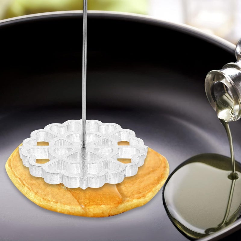 Lurrose Oil pier noodle skimmer swedish pastry maker waffle rosettes molds bunuelos molds with handle scandinavian iron food strainer spoon frying skimmer strainer Mesh wooden - Image 5