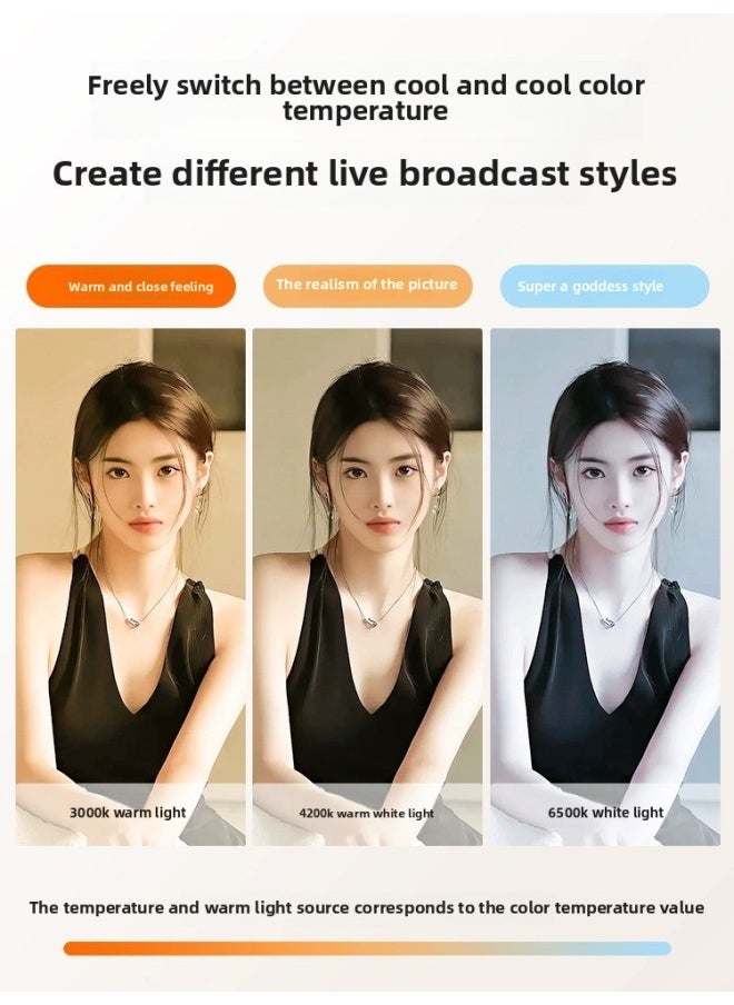 General - Desktop Computer Live Led Double Row Fill Light Live Room Background Lighting Light Anchor Atmosphere Desktop Stick Light-Specifications:Upgraded Supplementary Light (three-color Stepless Dimming) - Image 1