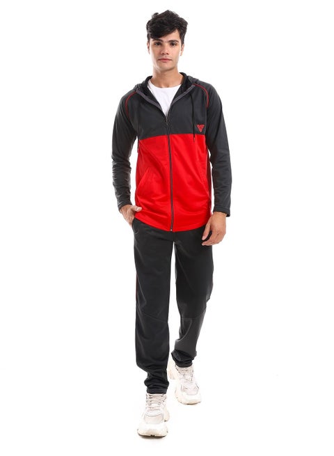 ترنج رجالي مزود بغطاء للرأس وتصميمات خطية