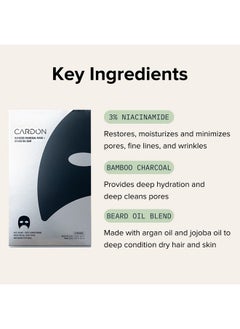 Face Mask For Bearded Men | Korean Sheet Mask For Men | Bamboo Charcoal Facial Mask And Beard Oil | 4-Pack - pzsku/Z88CC241B14D4DB35D8A1Z/45/_/1734183297/2bd64018-6ae6-40b7-9c56-75d23dc5aad5