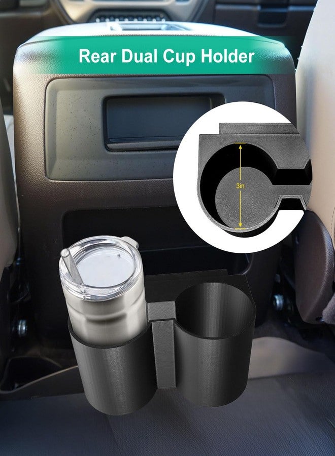 THXCHER Rear Dual Cup Holder Compatible with Chevrolet Yukon Denali Tahoe Suburban and GMC Sierra Silverado 2015-2020, 3-Inch Cupholder Durable Plastic - Image 2