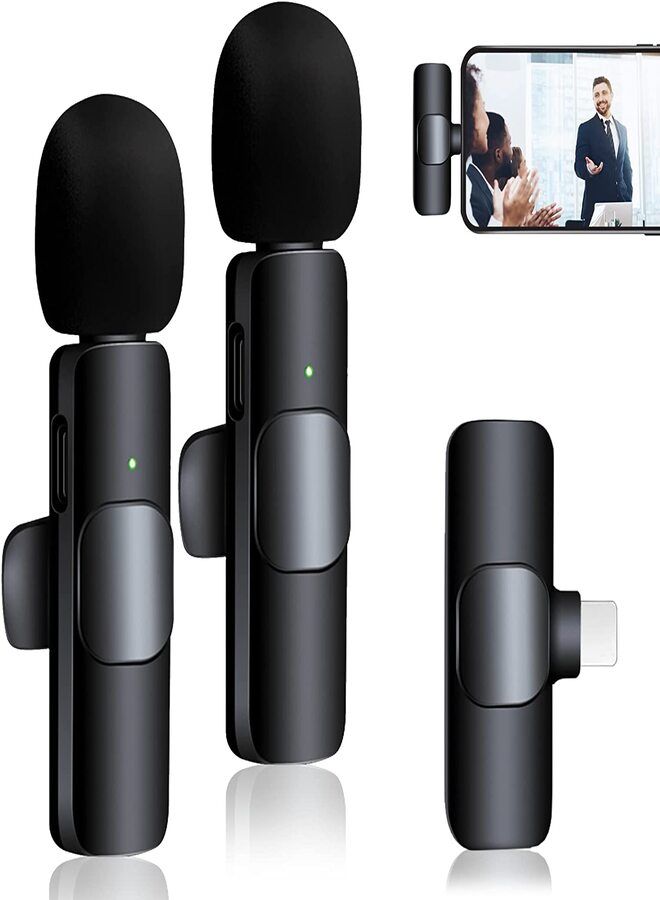 WALL BEAUTY K9 Mini Wireless Lapel Dual Microphone Lightning Type C Port For Phone Tablet Pc Plug And Play Smart Noise Cancellation Support Vloggers YouTuber For Live Vlog Short Video Tik Tok Video Recording  - Image 1