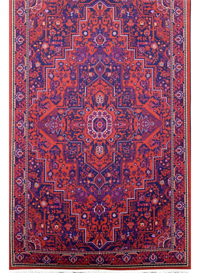 Alkaffary Rug, Area Rug, Heritage Design with High-Quality Materials, Authentic Style, 100X200 cm, Red - Image 2